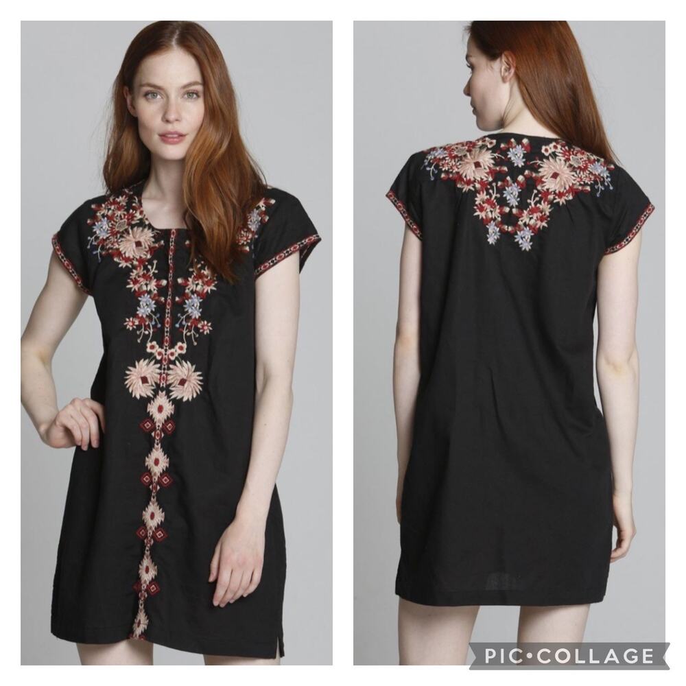 Driftwood Carmen Embroidered Tunic Dress Cotton Linen Size XL